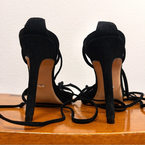 NEW Tony Bianco Fleur Sandal Heel 6 Black Suede Tie Ankle Wrap Lace Up - Picture 12 of 12